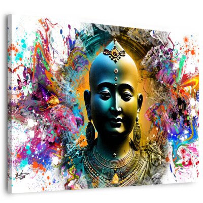 Leinwand Bilder Buddha Bunt Abstrakt Wandbilder XXL Wohnzimmer 4644A