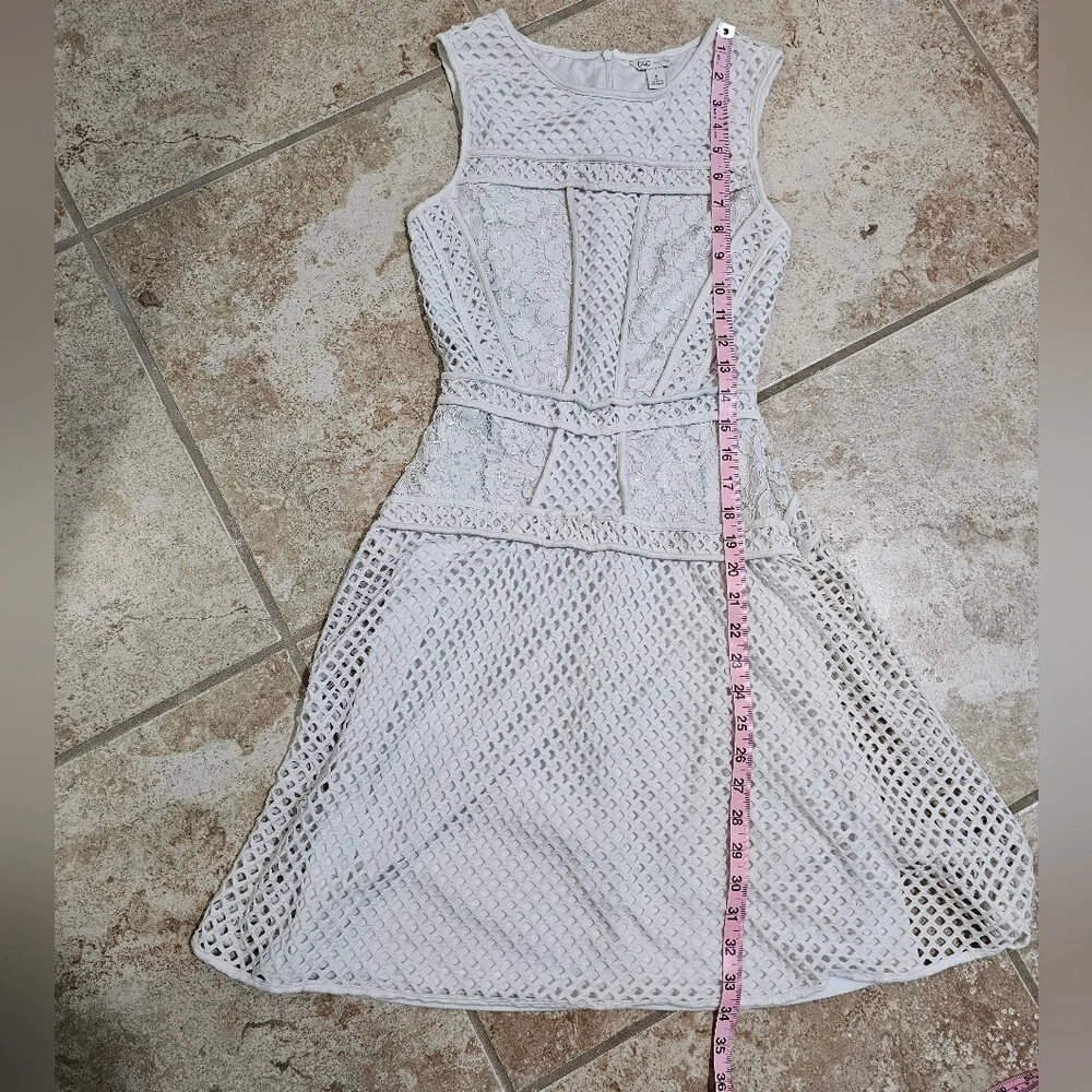 OFF WHITE Abito svasato Cato foderato all'uncinetto tennis fit taglia 4 bianco sporco preppy pizzo costiero