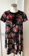 Show Me Your MuMu Black Velvet Floral Bouquet Em Mini Shift Dress Bohemian Sz S