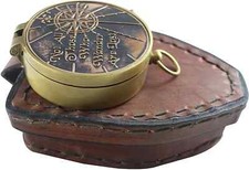 Solid Brass Compass W/Leather Case for Hiking,Camping,  Other Outdoor Activitie