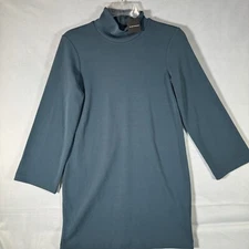 Club Monaco Ella Bella Dress Women Sz M Blue Long Sleeve Mock Neck Back Zip $179