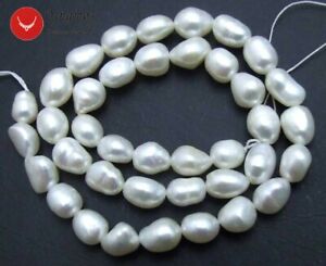 7-9mm Natural Green Baroque Freshwater Pearl Beads for Jewelry Making Strand 14"