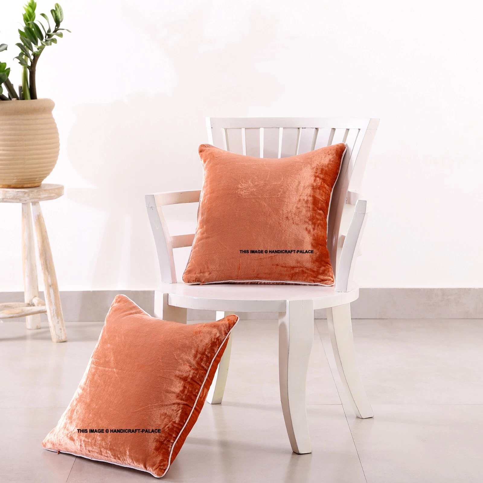 Set of 2Pcs Throw Pillow Covers 16×16 in Cushion Cover Case Velvet Luxury Decor