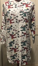 100 Cotton Long Sleeve Reindeer Nightgown Shirt Sz Small Approx 32  Christmas