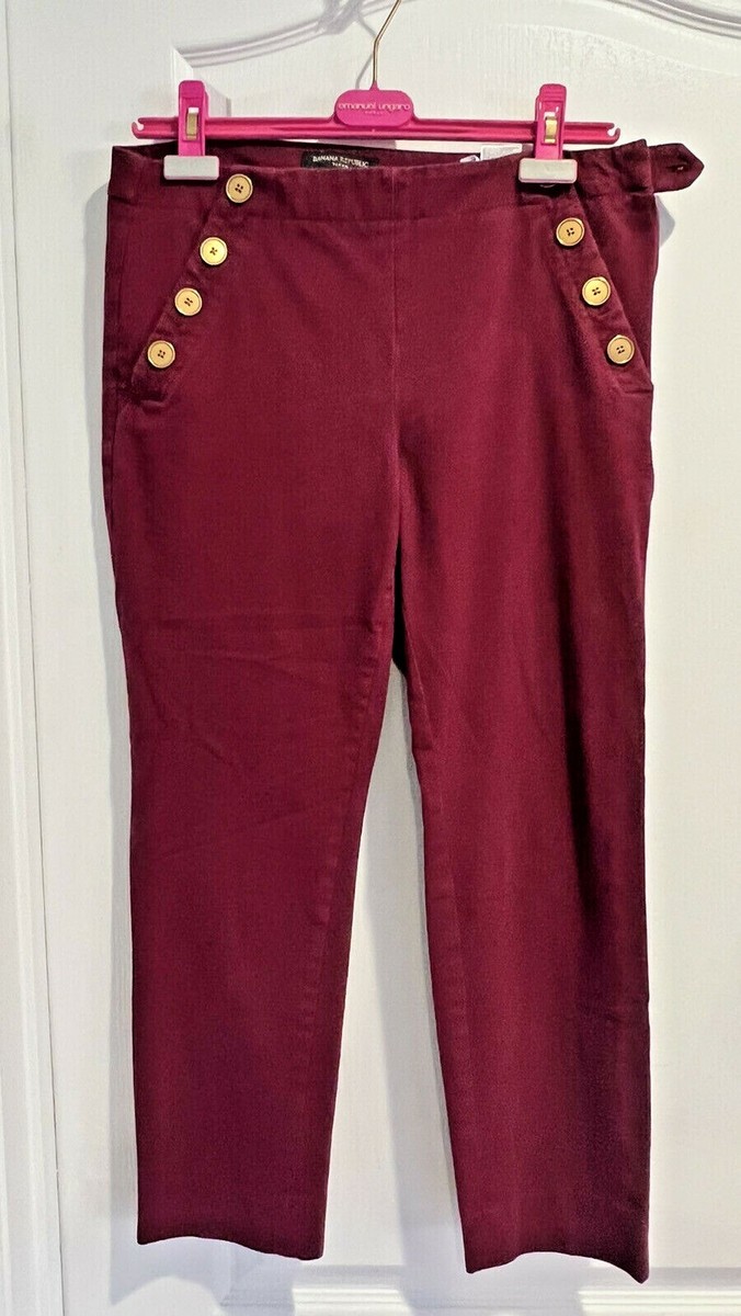 BANANA REPUBLIC BURGUNDY RED SLOAN SKINNY FIT SAILOR PANTS SIZE