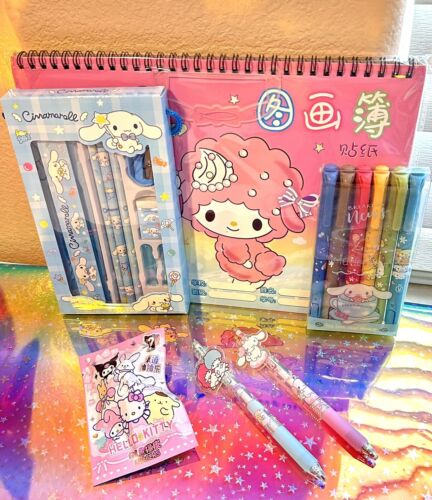 Sanrio Drawing Pad, Pack Of Markers, Pens, Pencil Kit, Mystery Eraser My Melody - Foto 1 di 5