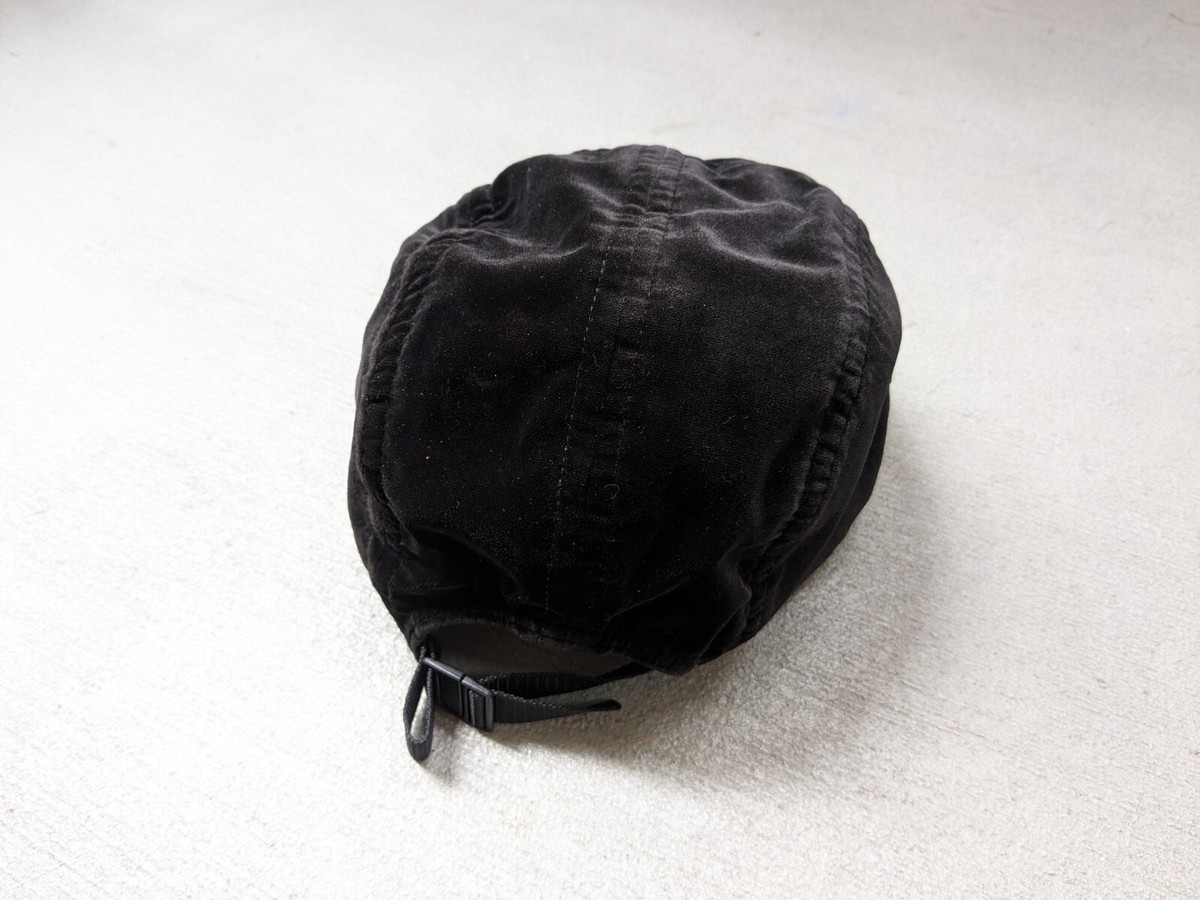 Supreme Velvet Camp Cap Hat Black SS16 5-Panel BOGO Box Logo