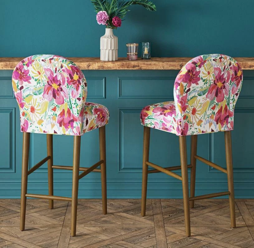 Opalhouse Caracara Chestnut Finish Solid Wood Legs 32" Rounded Back Barstool. - Image 4 of 4