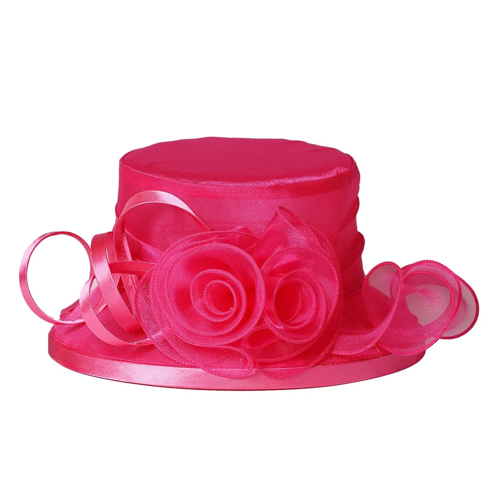 Sombreros Derby Rose Tea Party para Mujer Elegante Sombrero de Boda Flor Fascinadores Gorra Foto 2 de 4