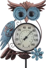 MUMTOP Outdoor Thermometer - 42 Inch Metal Owl Garden Stake outside Thermometer