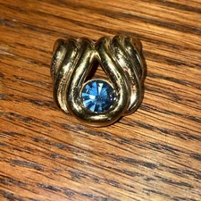 Vintage Nolan Miller Crystal  Blue Rhinestone Slide Pendant 7274