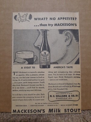 1934 Mackeson's Milk Stout Beer Newspaper Ad