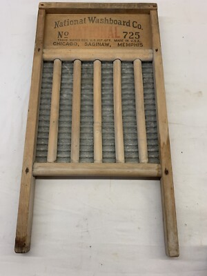 VINTAGE National Washboard Co No. 725 Wooden Washboard