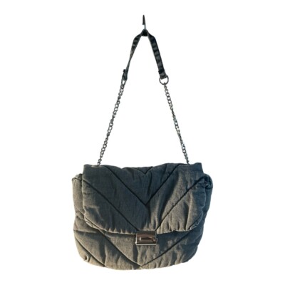 Zara Women s Quilted Gray Denim Bag Purse w/ Chain Strap Handbag Crossbody