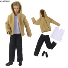 Khaki Doll Clothes For 12" Boy Doll Outfit Hoodie Warm Coat Vest Pants Shoes 1/6