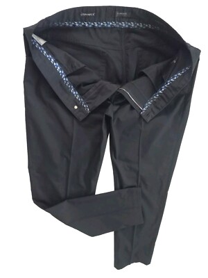 Alberto Men's 38x34 Modern Fit Ceramica Garbardine Black Chino Pleated Pants
