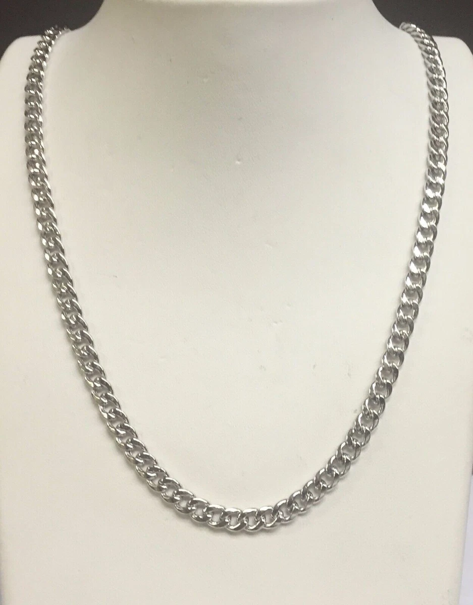 Solid white gold cuban link chain deals