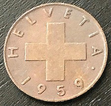 1 rappen 1959 B Szwajcaria 🇨🇭 KM# 46