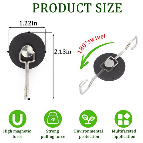 20LBS Rubber Coated Neodymium Magnetic Hooks with - Picture 2 of 7
