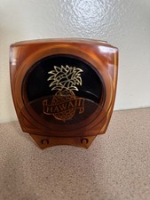 Vtg Hawaii Plastic Coaster Set & Case Souveni...