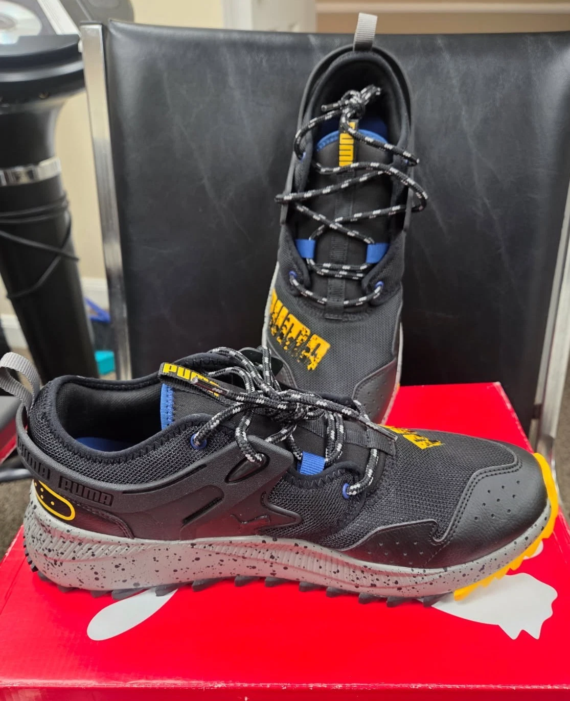 Men's Puma Pacer Future Trail Sneakers Black-Spectra/Yellow Mens Size 10.5