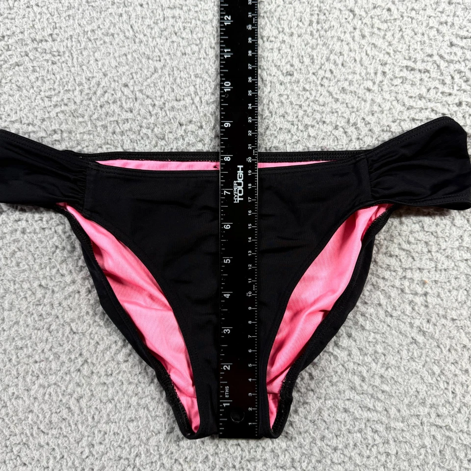 Parte inferior de bikini de natación rosa Victoria's Secret negra rosa para mujer talla S fruncida elástica Foto 3 de 4