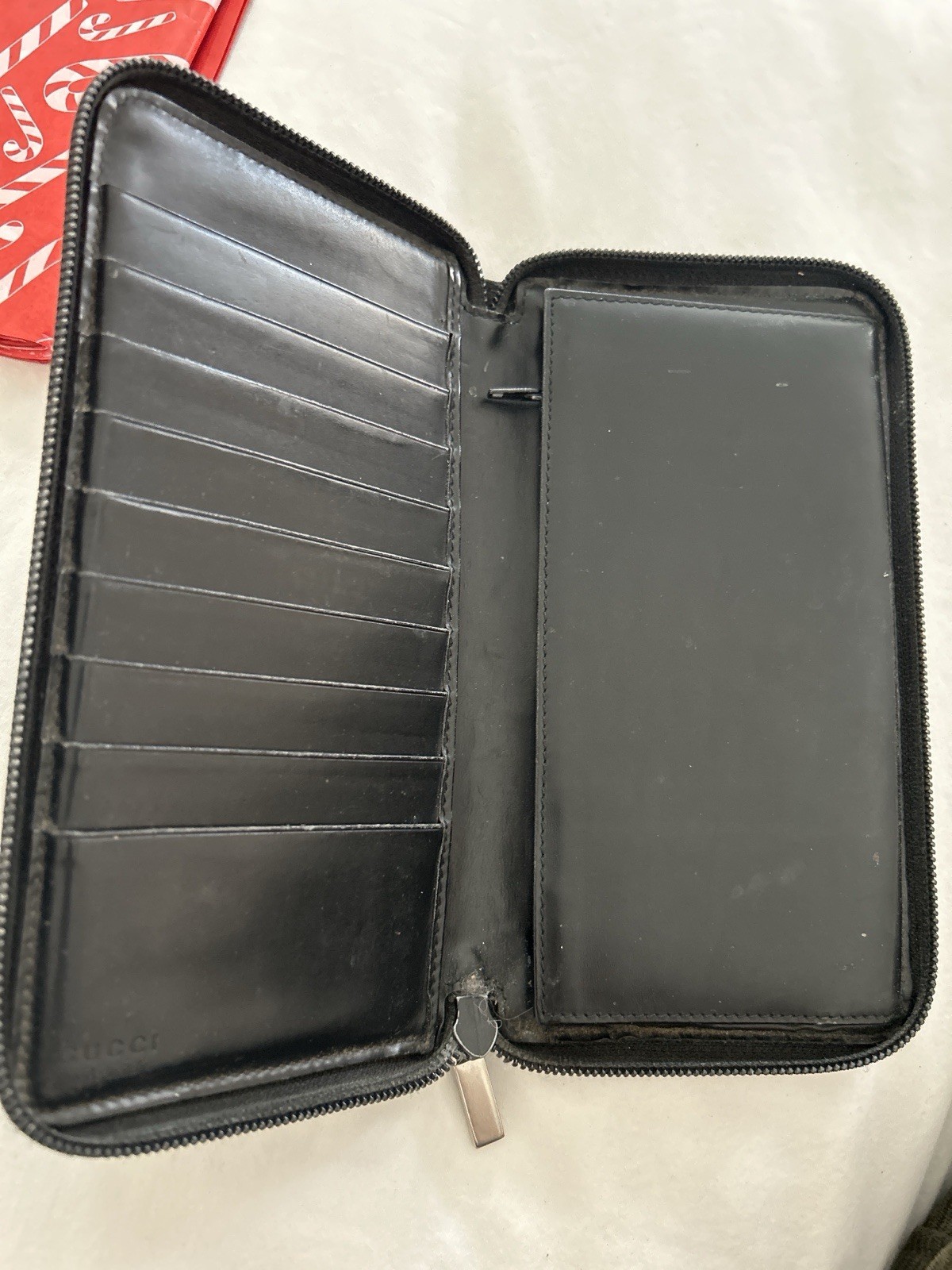 RARE 1990s Gucci GG Black Canvas Zip Wallet – Vintage Authentic Rare Designer image 3