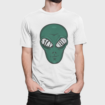 Stay Weird Green Alien Face Meme T-Shirt | Weirdcore Tee