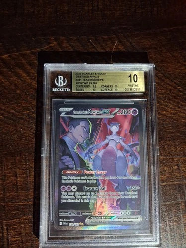 Team Rockets Mewtwo ex SIR 231/182 BGS 10 Full Art Destined Rivals English