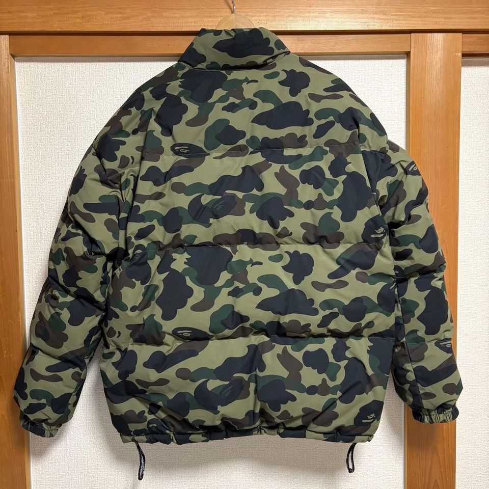 A BATHING APE Camo Down Jacket Green Black Size L BAPE Shark Style Japan Rare - Image 2 of 4