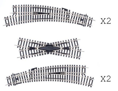 HORNBY ''OO'' MASSSTAB 5 LINKS/RECHTS GEBOGENE WEICHEN/DIAMANT KREUZUNG GLEISE