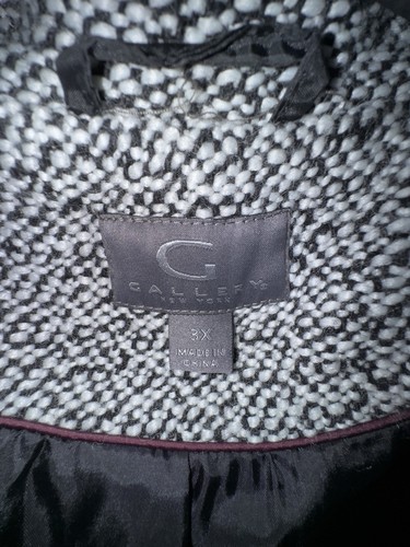 Coat Gallery New York Wool-Blend Coat, Women's Size: 3X, Black White Knee Length - Picture 3 of 4