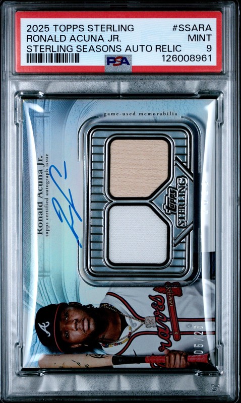 2025 Topps Sterling  Ronald Acuna Jr. Sterling Seasons Auto Relic PSA 9 # /25
