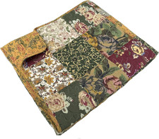 Antique Chic Quilted Patchwork Throw Blanket 50x60 Cotton Floral Paisley Retro