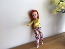 OOAK Custom Rerooted Vintage Sindy Doll Long Auburn Red Curly Hair & Outfit.
