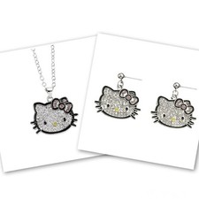 Sanrio Hello Kitty Charm Necklace and Matching Dangle Earrings