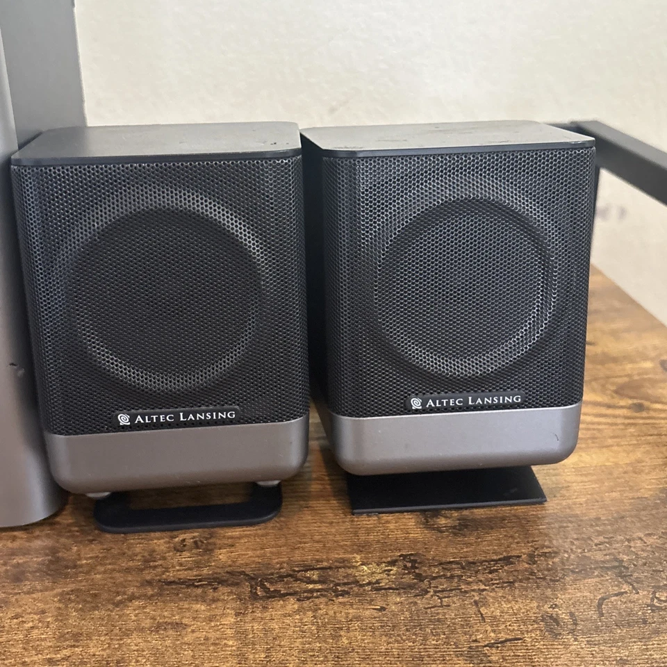 Altec Lansing 251 5.1 Surround Speaker System 6-piece Works Missing 1 Stand - Image 3 of 4