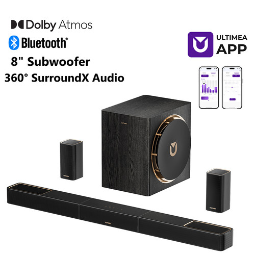 ULTIMEA 5.1.4CH Dolby Atmos Soundbar Wireless Surround System for TV Skywave X50