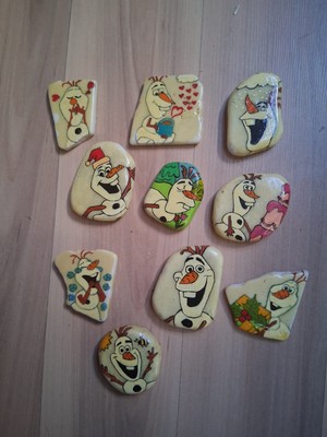 Selber bemalte Steine - Olaf/ Elsa/ Eiskönigin