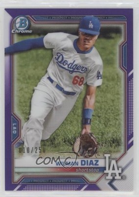 2021 Bowman Draft Chrome Purple Refractor 10/250 Wilman Diaz #BDC-184 0q4s