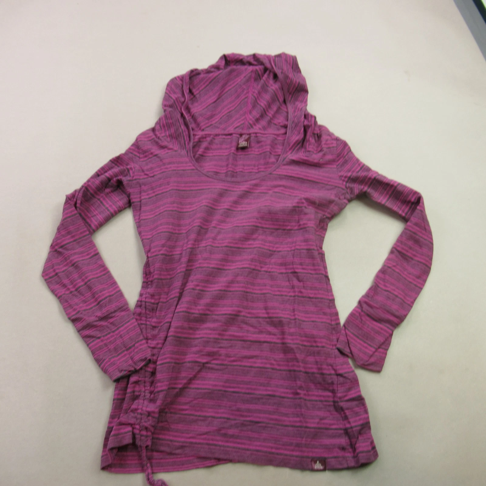 Prana Hoodie Womens Small Long Sleeve Lightweight Hooded Pink Stripes Casual