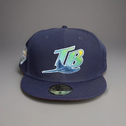 New Era Hat Club Tampa Bay Devil Rays Fitted Cap 20th Anniversary Patch Size 8