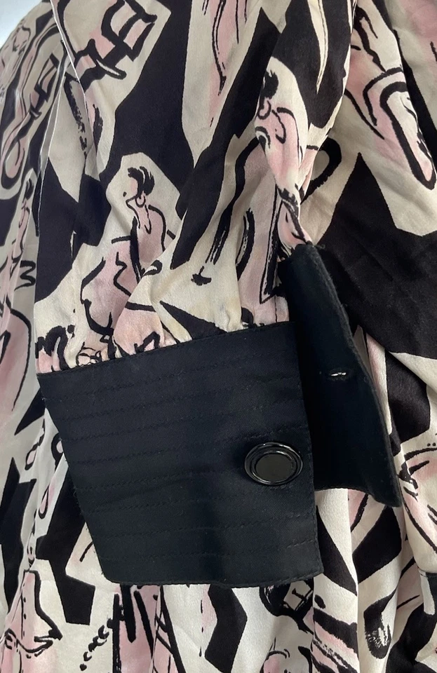 ESCADA 纯丝绸女式衬衫带抽象粉红色图案 40 M.in 意大利 — 第 4/4 张图片