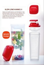 Tupperware Slim Line Kanne 2l Erfrischer Karaffe Milch Wasser Tee Saft mit Sieb