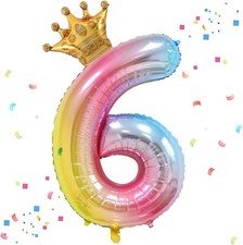 32" Gradient Digital 6 Crown Helium Balloon Birthday Wedding Anniversary Party