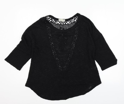 Schwarzer Pullover Pulli Damen UK Größe L G