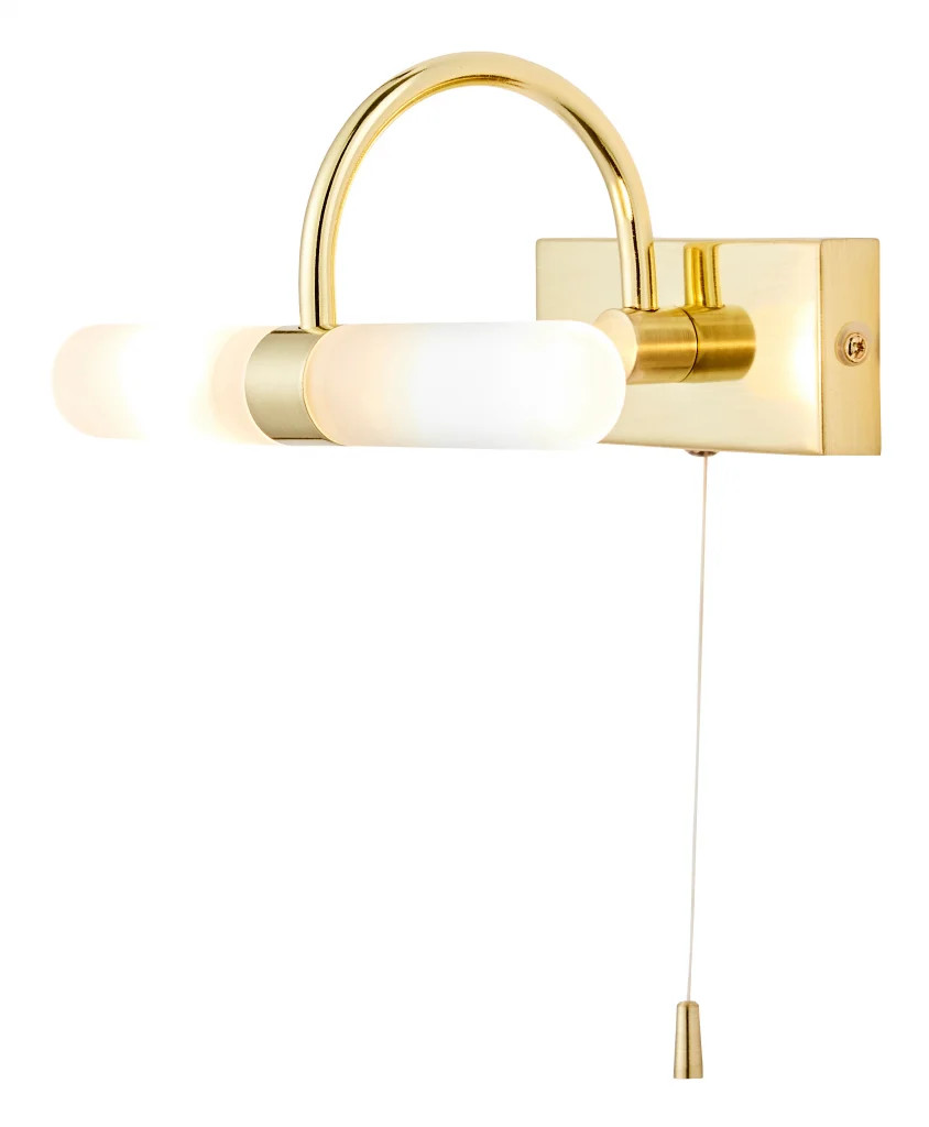 Bathroom Light Brass Corvus 2 Wall IP44 Satin Glass Spa SPA-6888.014-SBRS