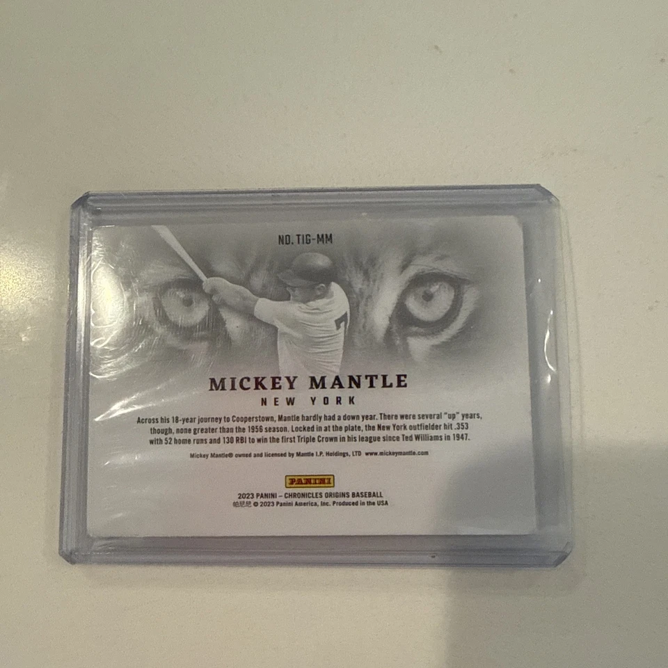 Estuche Mickey Mantle 2023 Panini Chronicles Origins Tiger Eyes Hit NY Yankees Foto 2 de 2