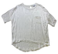 Fate Ivory Short-Sleeve High-Low Top Satin Tee Shirt Large Classic Casual Luxe