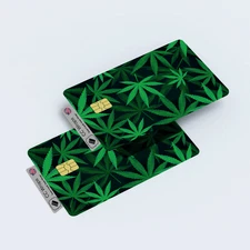 2 Pack Weed 420 Cannabis Leaf Credit Debit Card Sticker Vinyl Decal Skin